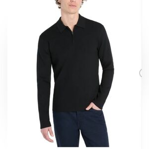 Hickey Freeman Men's Black Long Sleeve Polo